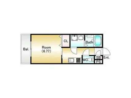 ソルディア垂水 有(1K/1階)の間取り写真