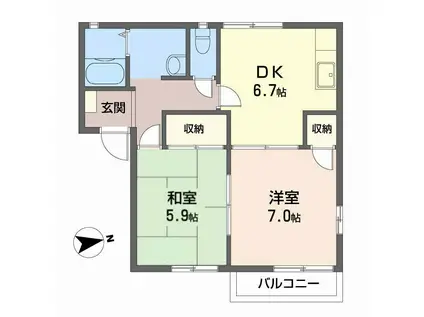 NKコーポ(2DK/2階)の間取り写真