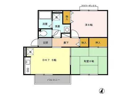 コモンライフ AB(2DK/1階)の間取り写真