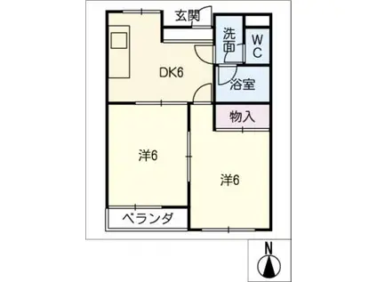 桜マンションA(2DK/2階)の間取り写真