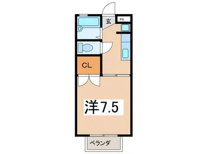 パールハウス(1K/2階)の間取り写真