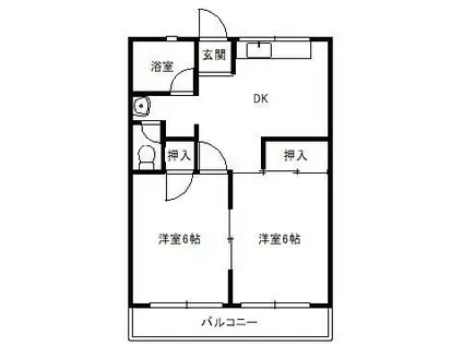 パストラル・ハイツII(2DK/2階)の間取り写真