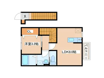 デュマンII(1LDK/2階)の間取り写真