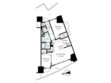 プラウドシティ東雲キャナルマークス(2LDK/4階)の間取り写真