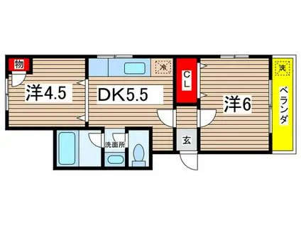 中道パークマンション(2DK/1階)の間取り写真