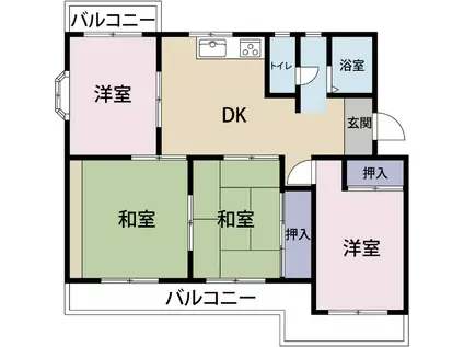 ハイツ蓼原A(4DK/1階)の間取り写真