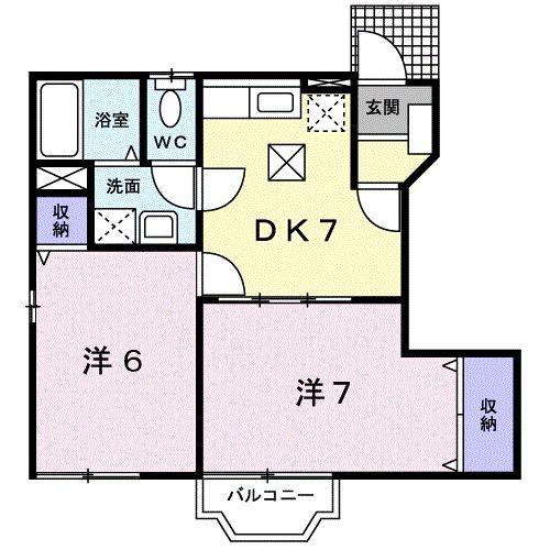 グランシャリオA(2DK/1階)の間取り写真