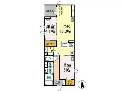 セレスティア六町II(2SLDK/3階)の間取り写真