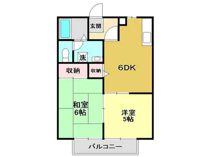 メゾンドール宮地II(2DK/1階)の間取り写真