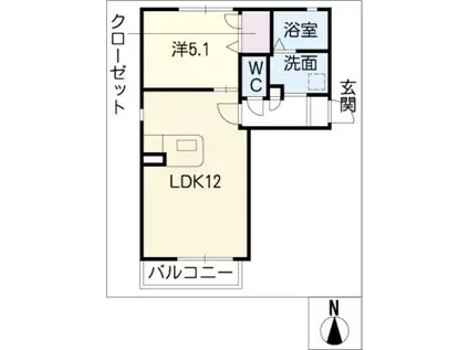 H翔たんぽぽ館(1LDK/1階)の間取り写真