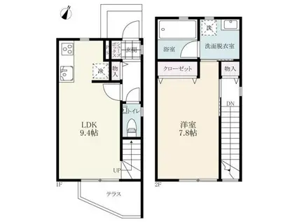 プレミアム高木瀬西(1LDK/1階)の間取り写真