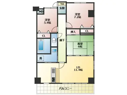 リバティースクエア(3LDK/5階)の間取り写真