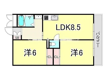 グランツ武庫川(2LDK/1階)の間取り写真