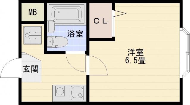 オレンジハウス3(1K/2階)の間取り写真