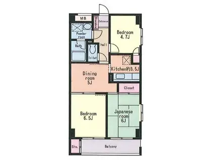 アーク新百合ヶ丘(3DK/2階)の間取り写真