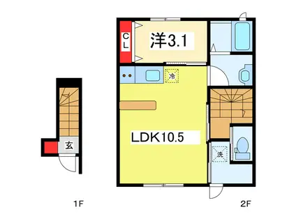 VILLEKARASUMARUII(1LDK/2階)の間取り写真