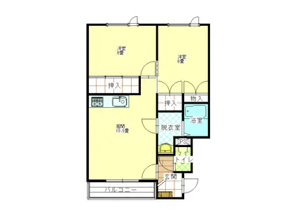 アスワンA(2LDK/1階)の間取り写真