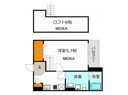 LOFT MD(1K/2階)の間取り写真