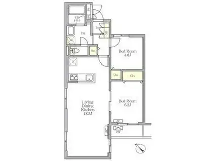 メゾンカルム中落合サウス(2LDK/3階)の間取り写真