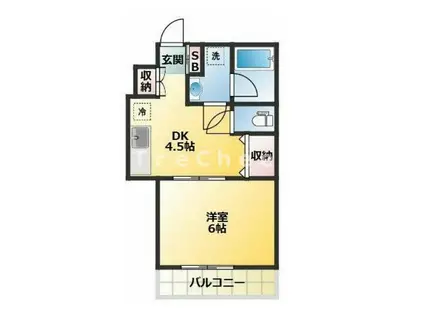 ドエル小竹向原ワン(1DK/2階)の間取り写真