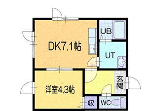 ウイング スクエア(1DK/2階)の間取り写真