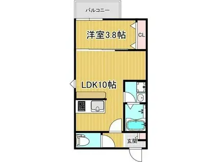 LECOCON中川II(1LDK/3階)の間取り写真