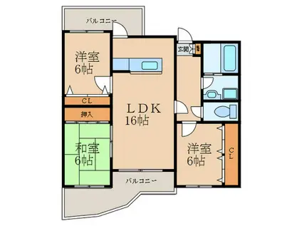 フローレスタ・シオン壱番館(3LDK/3階)の間取り写真