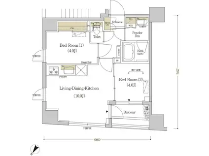 URBANEX日本橋水天宮 (2LDK/5階)の間取り写真
