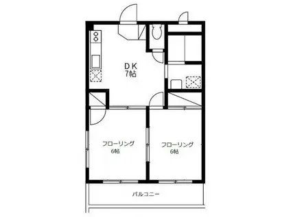 京コーポ(2DK/1階)の間取り写真
