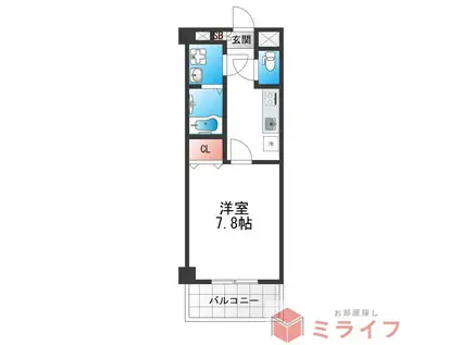 トレノーヴェ南巽(1K/5階)の間取り写真