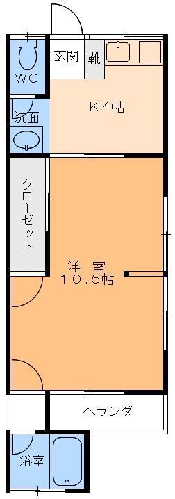 富士荘(1K/2階)の間取り写真