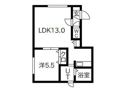 グランメール麻生(1LDK/1階)の間取り写真