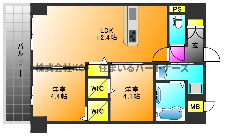 MYS CASETTA KURUME(2LDK/9階)の間取り写真
