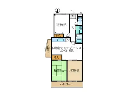 ジョイフルカーサ(3LDK/3階)の間取り写真