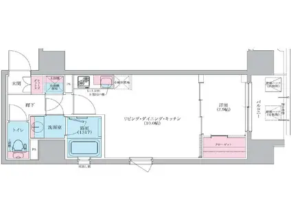 シーズンフラッツ阿波座(1LDK/11階)の間取り写真