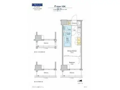 プラウドフラット浅草ディアージュ(1DK/5階)の間取り写真