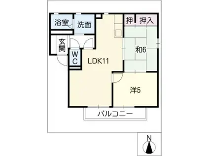 ソシア大宮D棟(2LDK/1階)の間取り写真