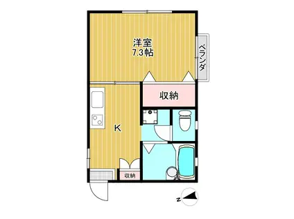 ハウスK(1K/2階)の間取り写真