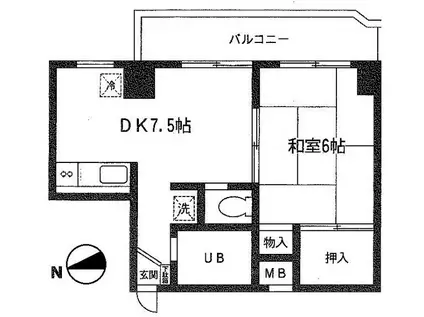 コーラルハイム上大岡(1DK/4階)の間取り写真