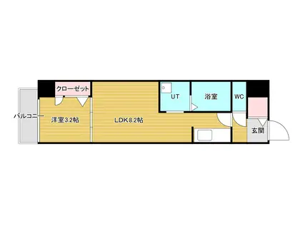 メイクス京橋川(1LDK/3階)の間取り写真