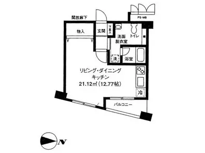 グランドゥール日吉(ワンルーム/5階)の間取り写真