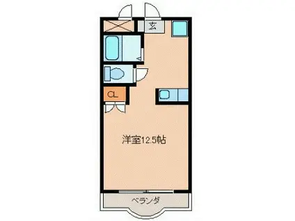プランドゥ合川(ワンルーム/3階)の間取り写真