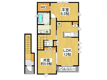 ブリージア研究学園A棟(2LDK/2階)の間取り写真