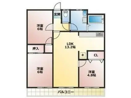 レジデンスミズオ21(3LDK/2階)の間取り写真