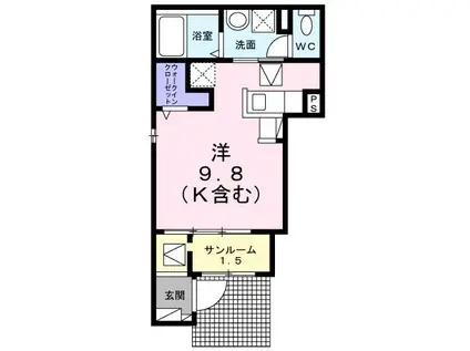 コンフォルトIII(ワンルーム/1階)の間取り写真