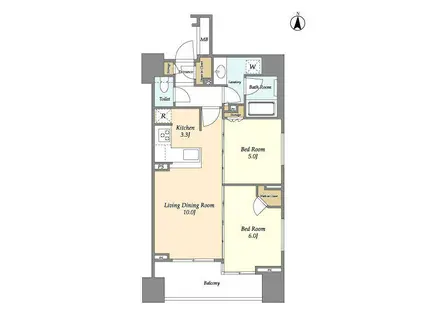 ミリアレジデンス中野坂上(2LDK/2階)の間取り写真