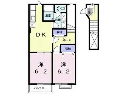 エンブレイス(2DK/2階)の間取り写真