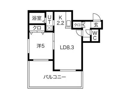 スクーデリア発寒中央(1LDK/1階)の間取り写真