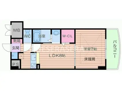 ノルデンタワー天神橋アネックス(1LDK/3階)の間取り写真