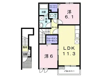 アヴァンツァートIII(2LDK/2階)の間取り写真